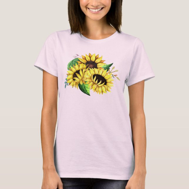 Gul solfjäderbukett i akvarell t shirt (Framsida)