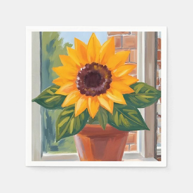 Gul solfjärilspotf floral akvarell pappersservett (Framsidan)