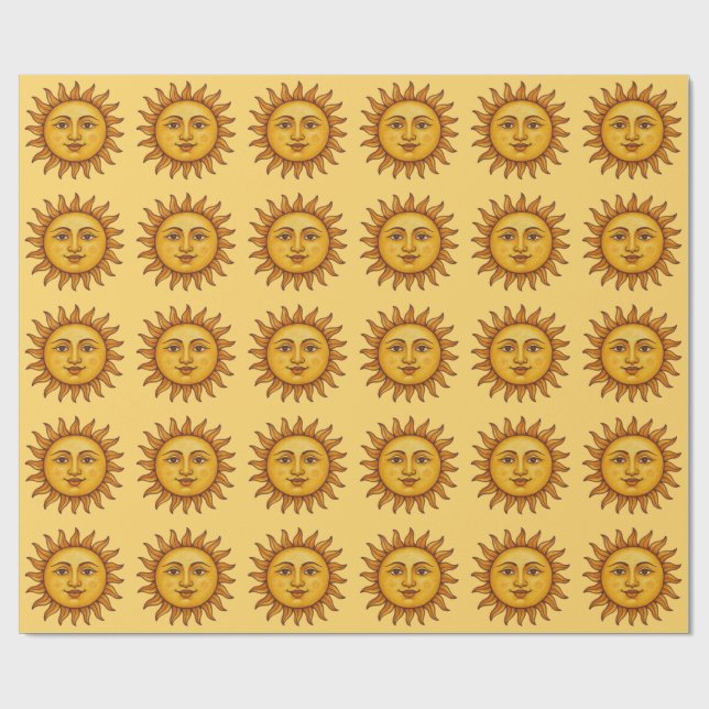 Gul solmönster. presentpapper (Platt)
