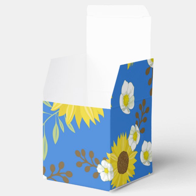 Gul solros blå bakgrund blomma blomster presentaskar (Öppnad)