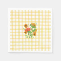 Gul solros country gingham festpapper