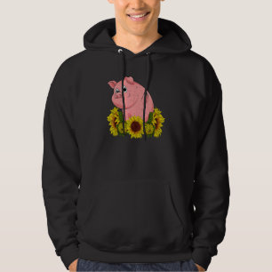 Gul solros gårdsdjur  bonde gris unge söt P Hoodie