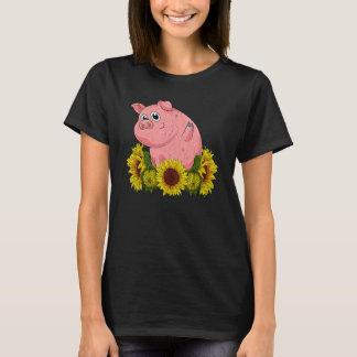 Gul solros gårdsdjur  bonde gris unge söt P T Shirt