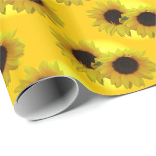 Gul solros inslagspapper Gul blomsterpapper Presentpapper