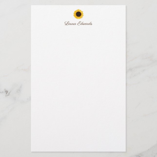 Gul solros personlig brevpapper (Framsida)