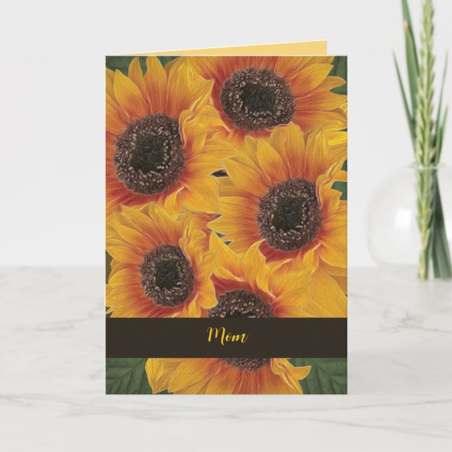Gul solros själ morsdags kort (Framsida)