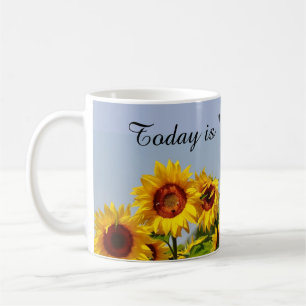 Gul solros trädgård uttryck kaffemugg