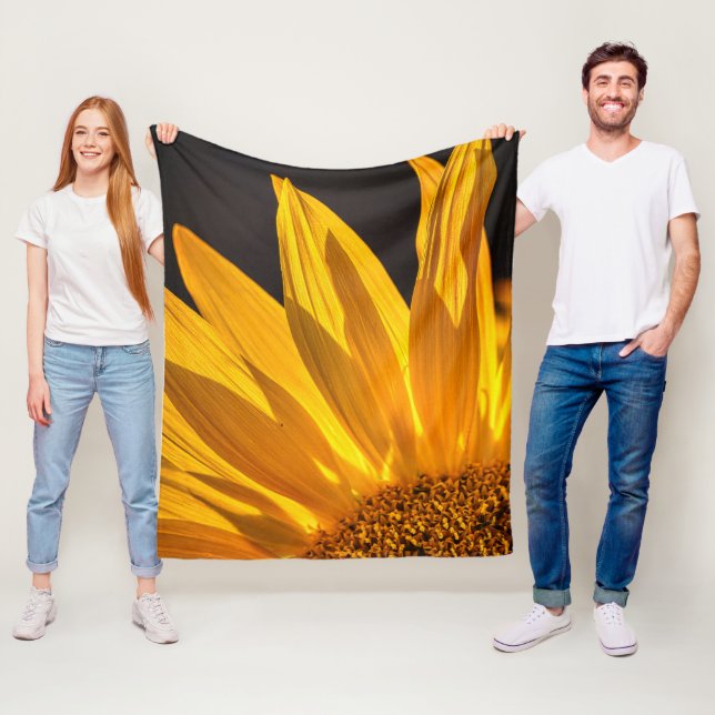 Gul solrosbild Naturinspirerad elegans Fleecefilt (På plats)