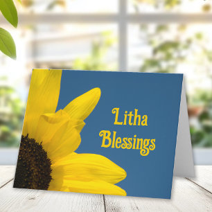 Gul Solrosblomma Litha Midsommar Kort