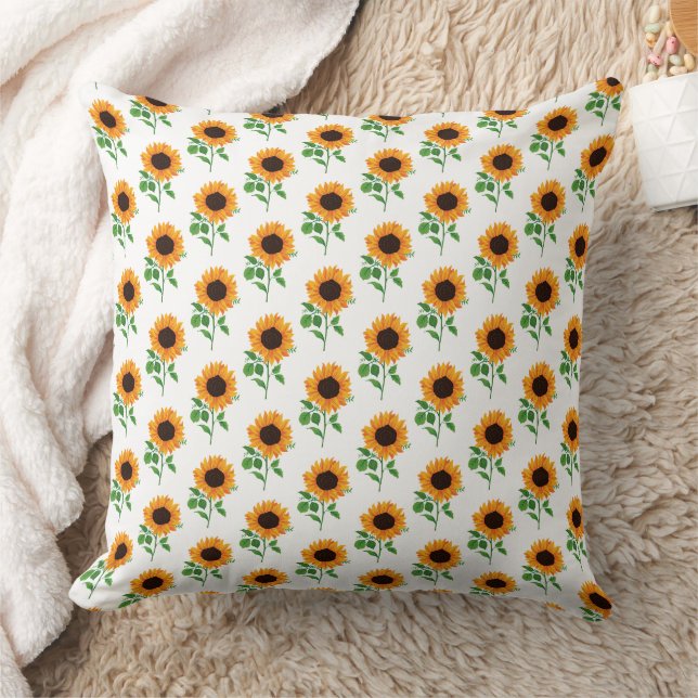 Gul solrosmönster Blommig Kudde (Filt)
