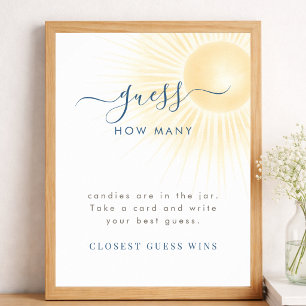 Gul Solsken Sol Bebis Shower Gissningsspelskylt Poster
