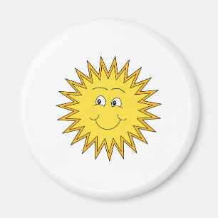 Gul sommarsol med en lycklig framsida magnet