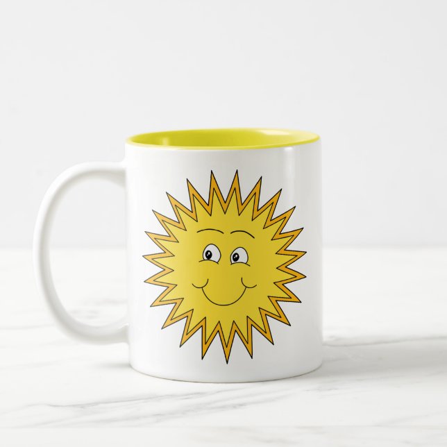 Gul sommarsol med en lycklig framsida Två-Tonad mugg (Vänster)
