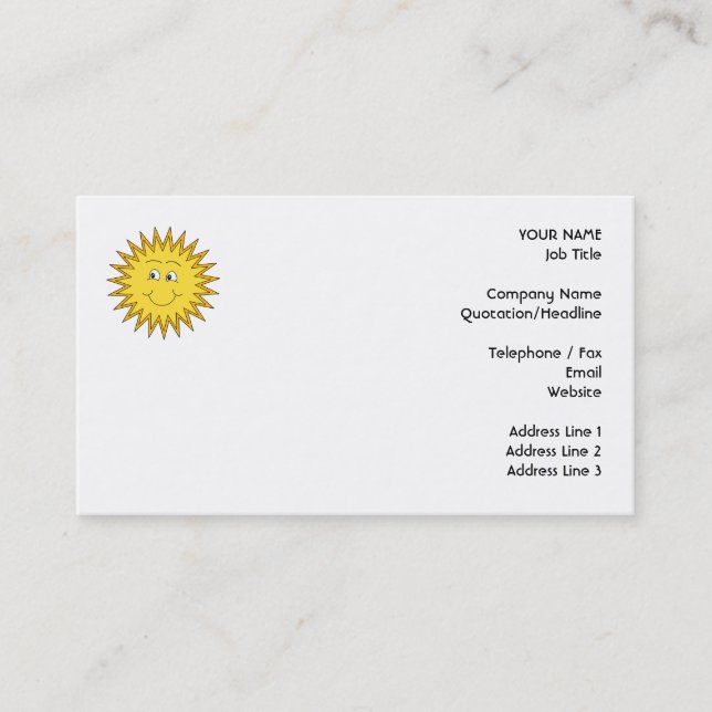 Gul sommarsol med en lycklig framsida visitkort (Framsida)