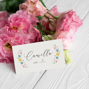 Gul söt blommig baby shower vikbar platskort placeringskort