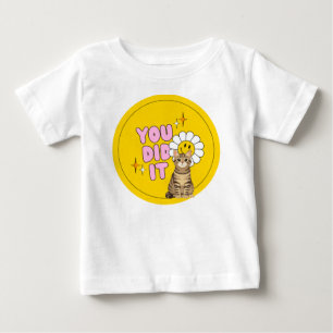 gul söt retro och kattdesign t-shirt