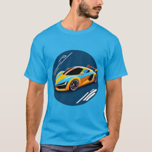 Gul sportbil Blue Motion stil konst T Shirt