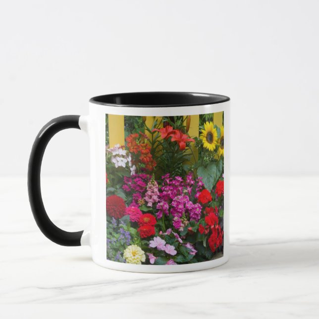 Gul staket med blomsterträdgård i mugg (Vänster)
