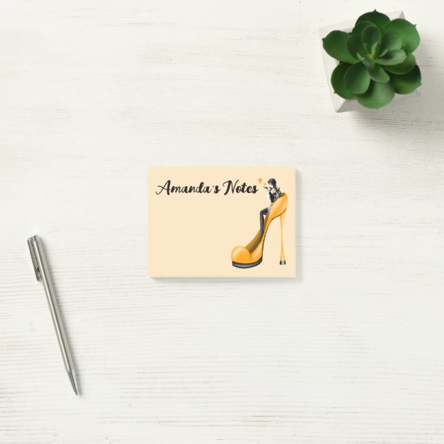 Gul stiletto-sko Mode Diva-anteckningar Post-it Block (Kontor)