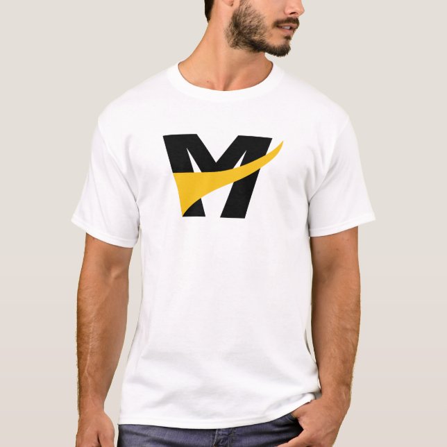Gul Stilisert Fet Geometrisk Bokstav M T Shirt (Framsida)