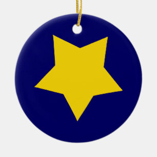 Gul stjärna julgransprydnad keramik