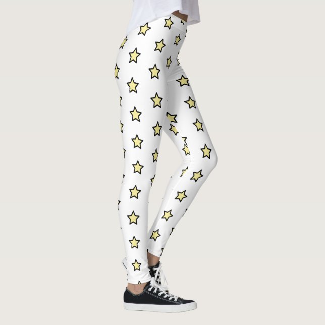 Gul stjärnmönster minimalistisk geometrisk upprepn leggings (Höger)