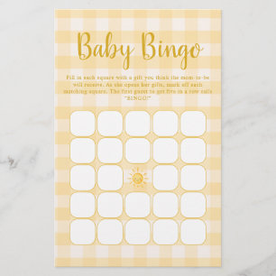 Gul Sunshine Baby Shower Bingo-spel
