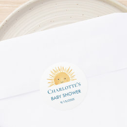 Gul Sunshine Baby Shower  Runt Klistermärke