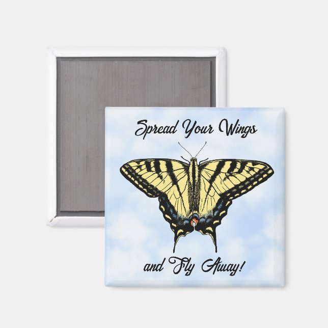 Gul Svalstjärt Fjäril Blå Himmel Anpassa  Magnet (Front/Back)