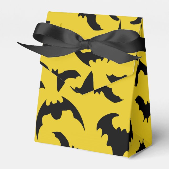 Gul & Svart Fladdermöss Halloweenfest Presentaskar (Framsidan Sidan)
