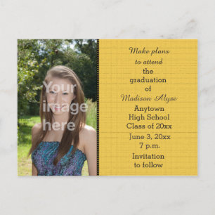 Gul Svart Foto Examen Save the Date-kort Vykort