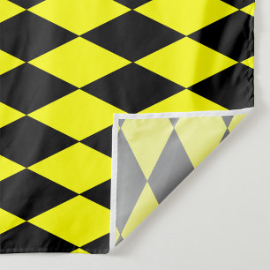 Gul Svart Harlekin Diamanter Rutmönster Design Tyg