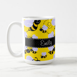 Gul & svart humla kaffemugg