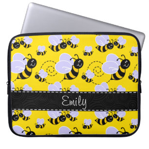 Gul & svart humla laptop sleeve