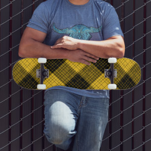 Gul Svart Korsdrag Rutig Buffalo Randig Mini Skateboard Bräda 18,5 Cm