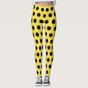Gul svart nyckelpiga kostymfläckar retro leggings