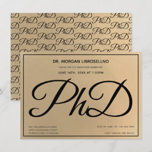  Gul Svart PhD-Examinationsfirande Inbjudningar