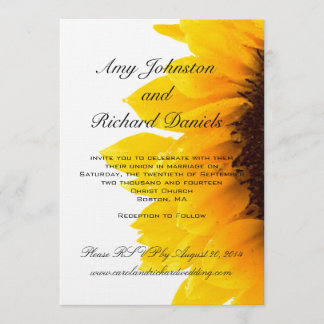 Gul svart solrosbröllopinbjudan inbjudningar
