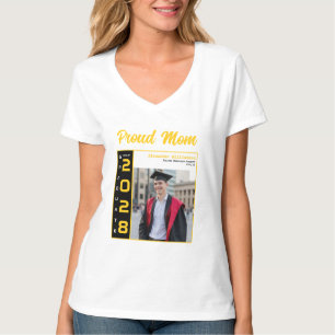 Gul Svart Vit Examen Foto Stolt Mamma T Shirt