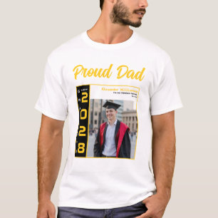 Gul Svart Vit Examen Foto Stolt Pappa T Shirt
