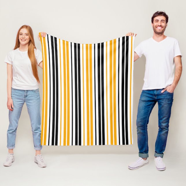 Gul Svart Vit Randig Mönsterdesign  Fleecefilt (På plats)