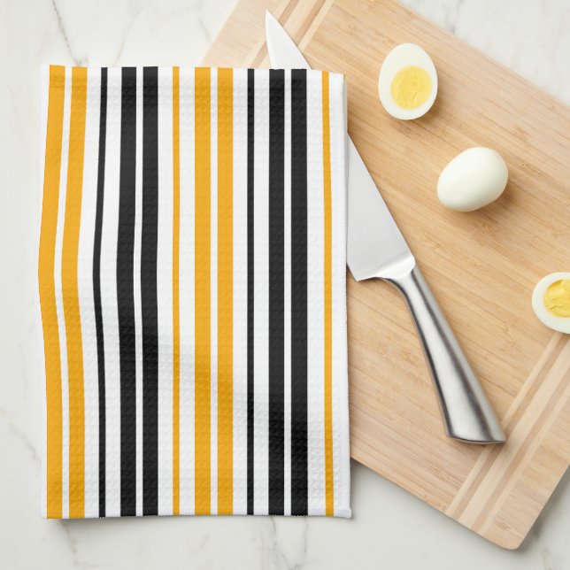 Gul Svart Vit Randig Mönsterdesign  Kökshandduk (Vikt i Fjärdedel)