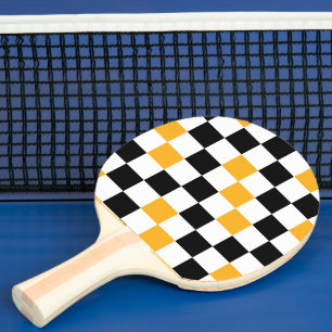 Gul Svart Vit Rutig Mönsterdesign Pingisracket