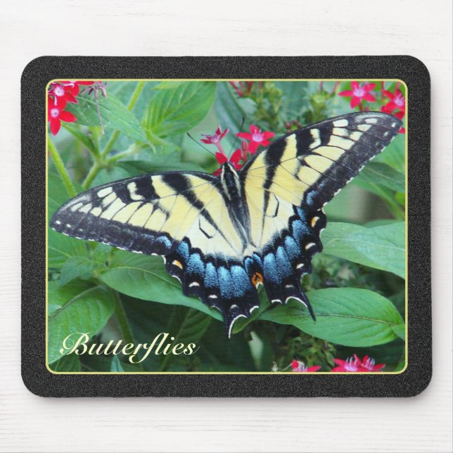 Gul Swallowtail fjäril Mousepad Musmatta (Framsidan)