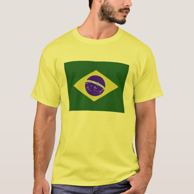 Gul T-tröja för Brasilien flaggamanar T-shirt (Framsida)