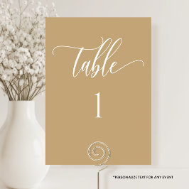 Gul Tan, Modern Minimalist Bordnummer Anteckningskort