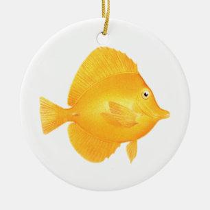 Gul Tangfisk Julgransprydnad Keramik