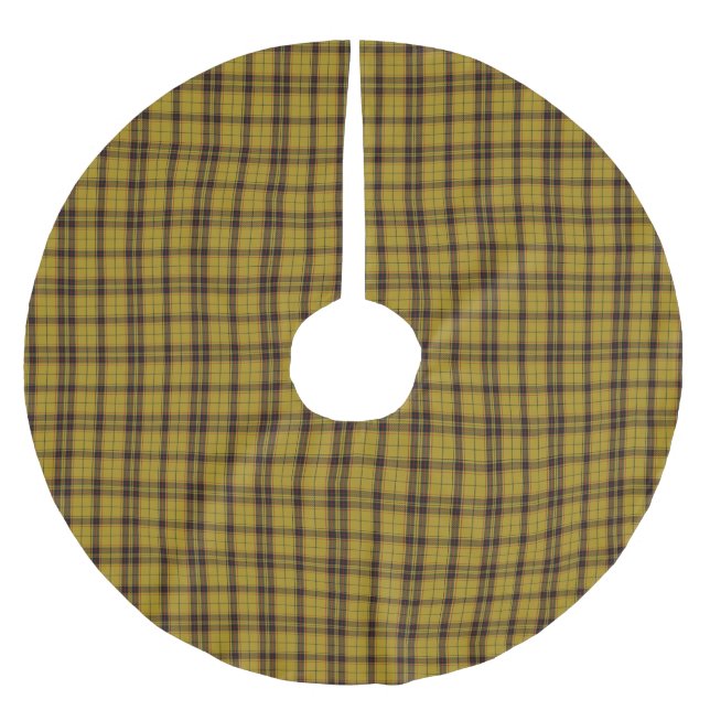 Gul Tartan Borstad Polyester Trädskört Julgransmatta Borstad Polyester (Framsidan)