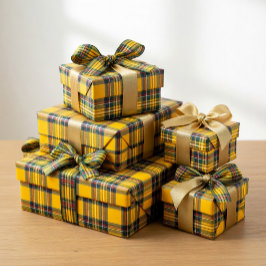 Gul Tartan-rutigt presentpapper