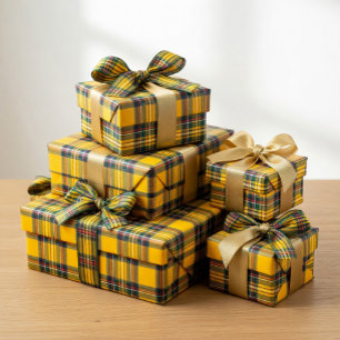 Gul Tartan-rutigt presentpapper
